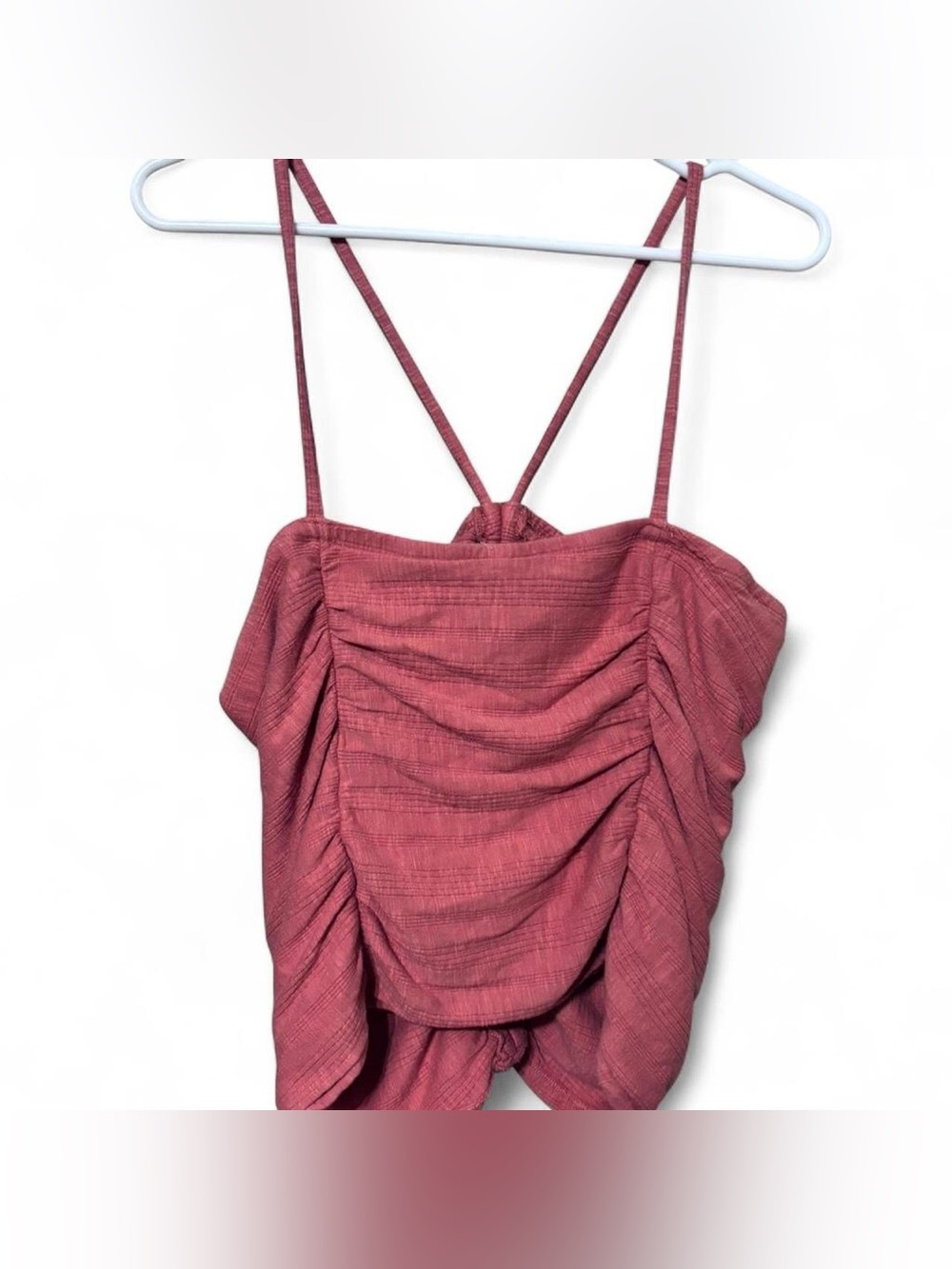 Pilcro Ruched Spaghetti Strap Cami - Dusty Rose